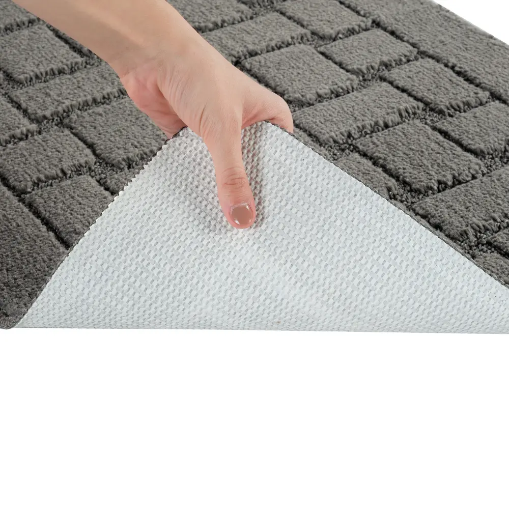 Tegan 2-Piece Machine Washable Non-Slip Dark Grey Bathroom Rug Set - Image 8