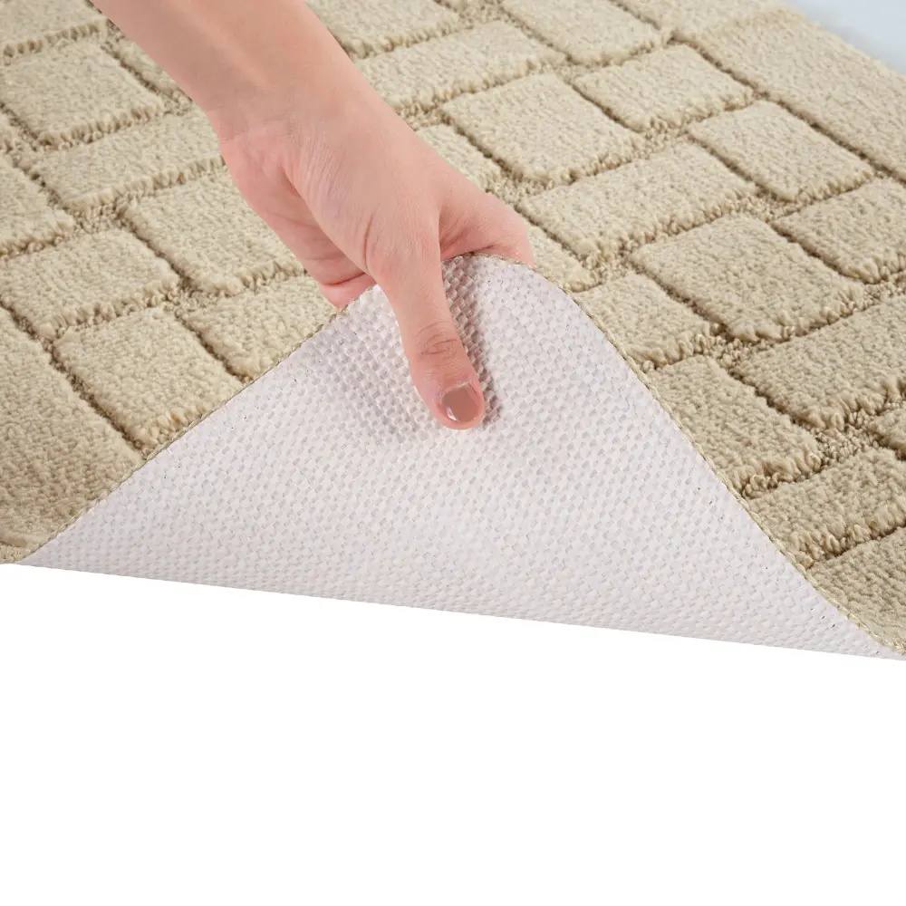 Tegan 2-Piece Machine Washable Non-Slip Light Beige Bathroom Rug Set - Image 4