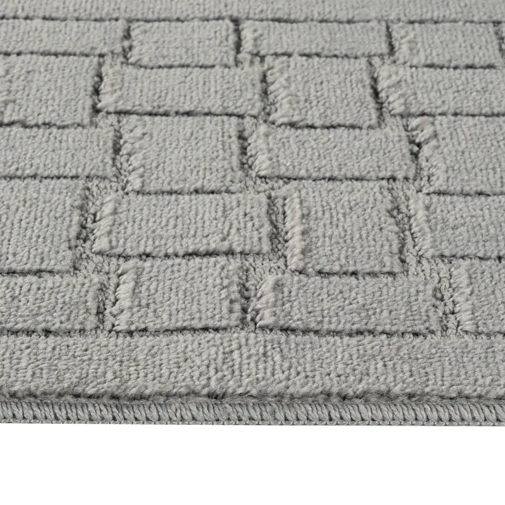 Tegan 2-Piece Machine Washable Non-Slip Light Grey Bathroom Rug Set - Image 4