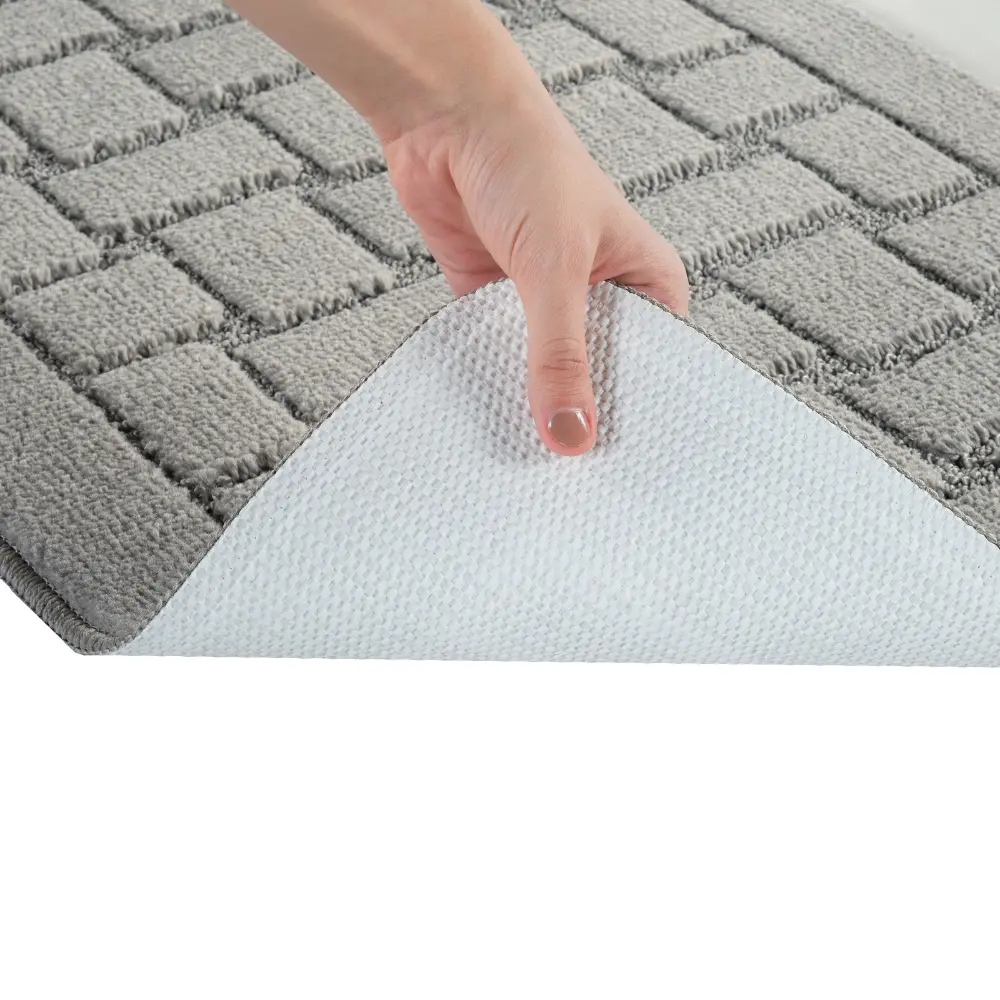 Tegan 2-Piece Machine Washable Non-Slip Light Grey Bathroom Rug Set - Image 5