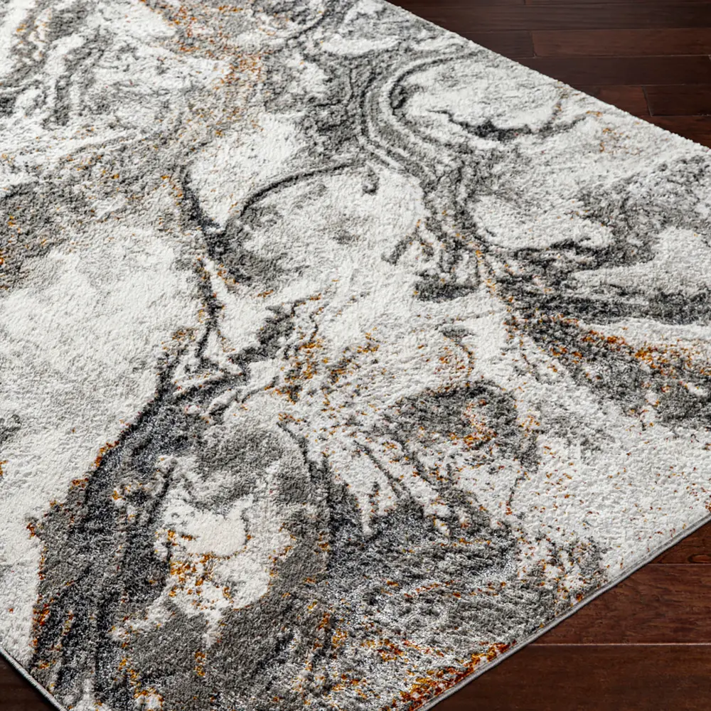 Tenita Abstract Modern Marble Dark Brown/Charcoal Rug - Image 4