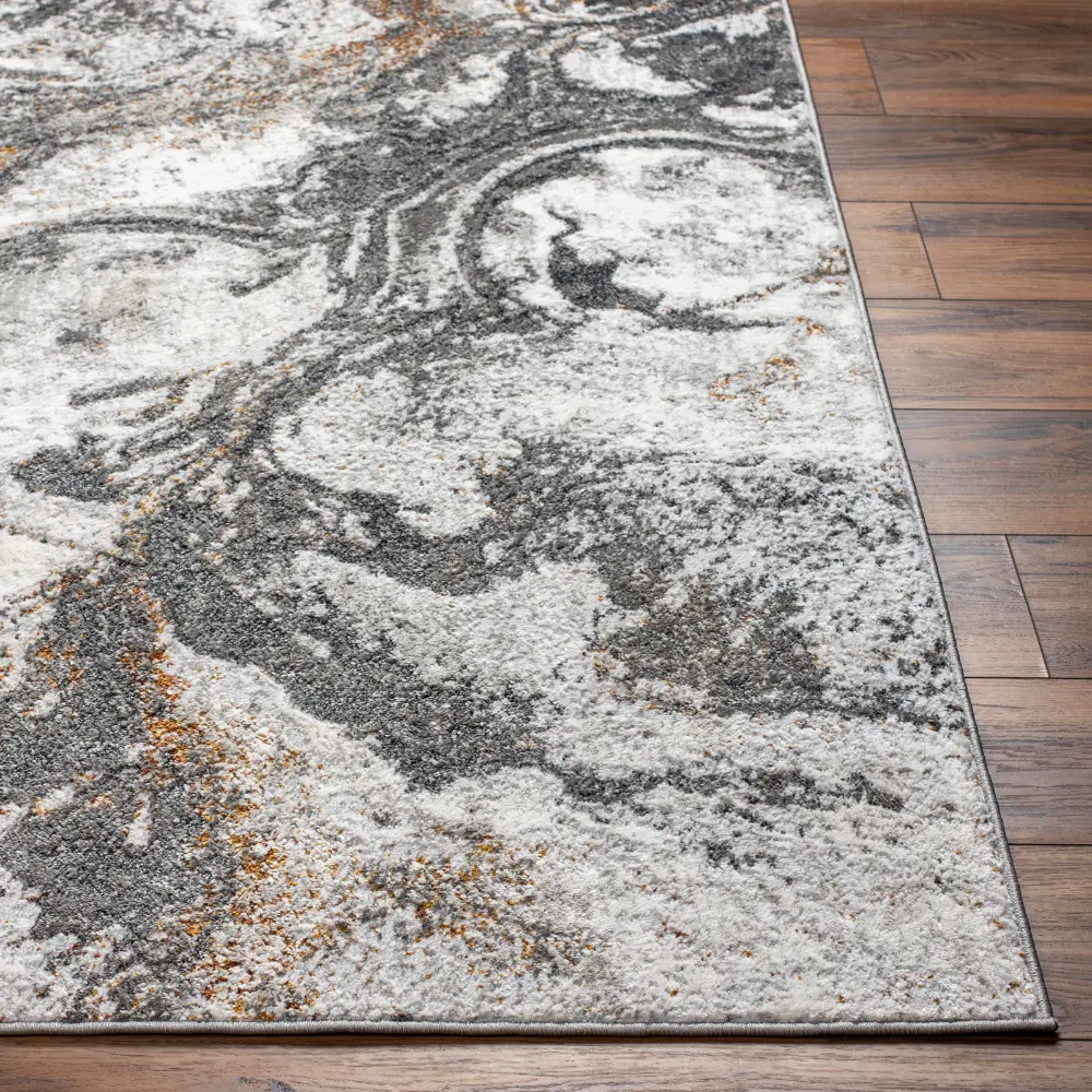 Tenita Abstract Modern Marble Dark Brown/Charcoal Rug - Image 6