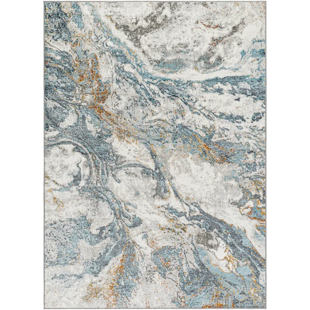 Tenita Abstract Modern Marble Sky Blue Rug - Image 4