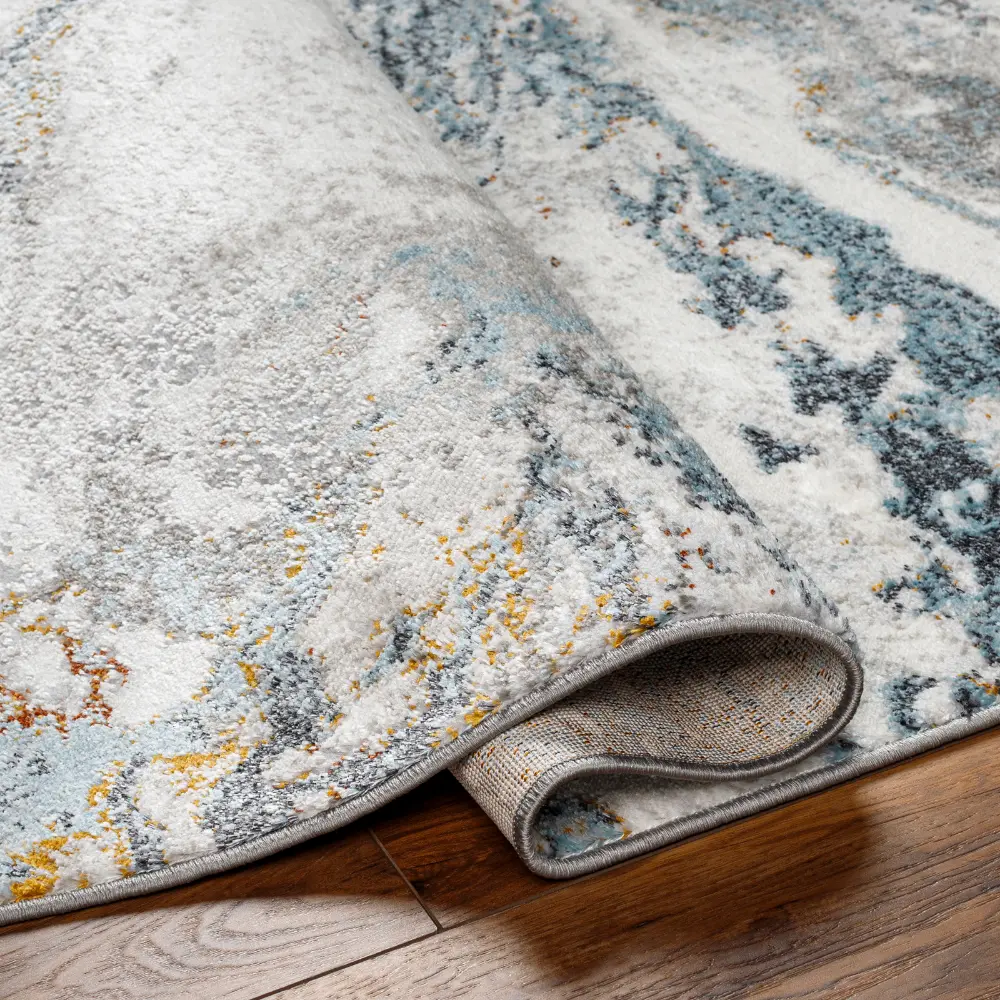 Tenita Abstract Modern Marble Sky Blue Rug - Image 5