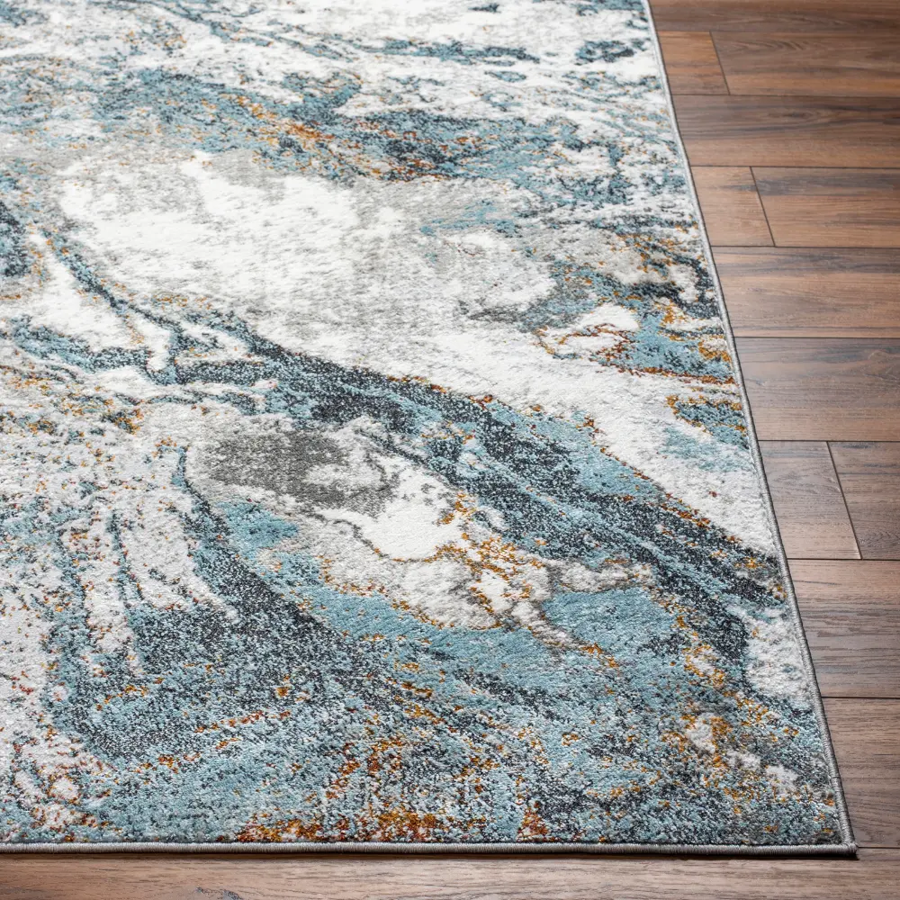 Tenita Abstract Modern Marble Sky Blue Rug - Image 6