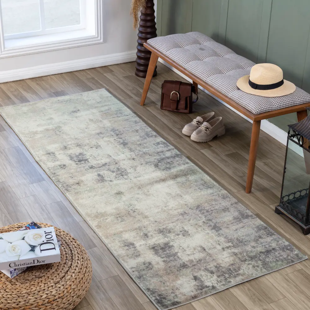 Topaz Abstract Modern Marble Light Brown/Charcoal Rug - Image 9