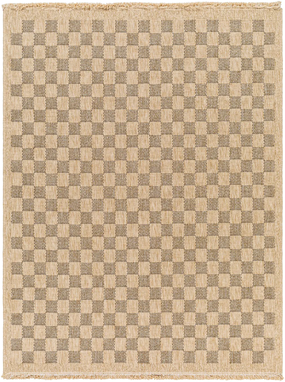 Tori In- & Outdoor Cottage Jute-Look Light Brown/Black Checkered Rug - Image 4