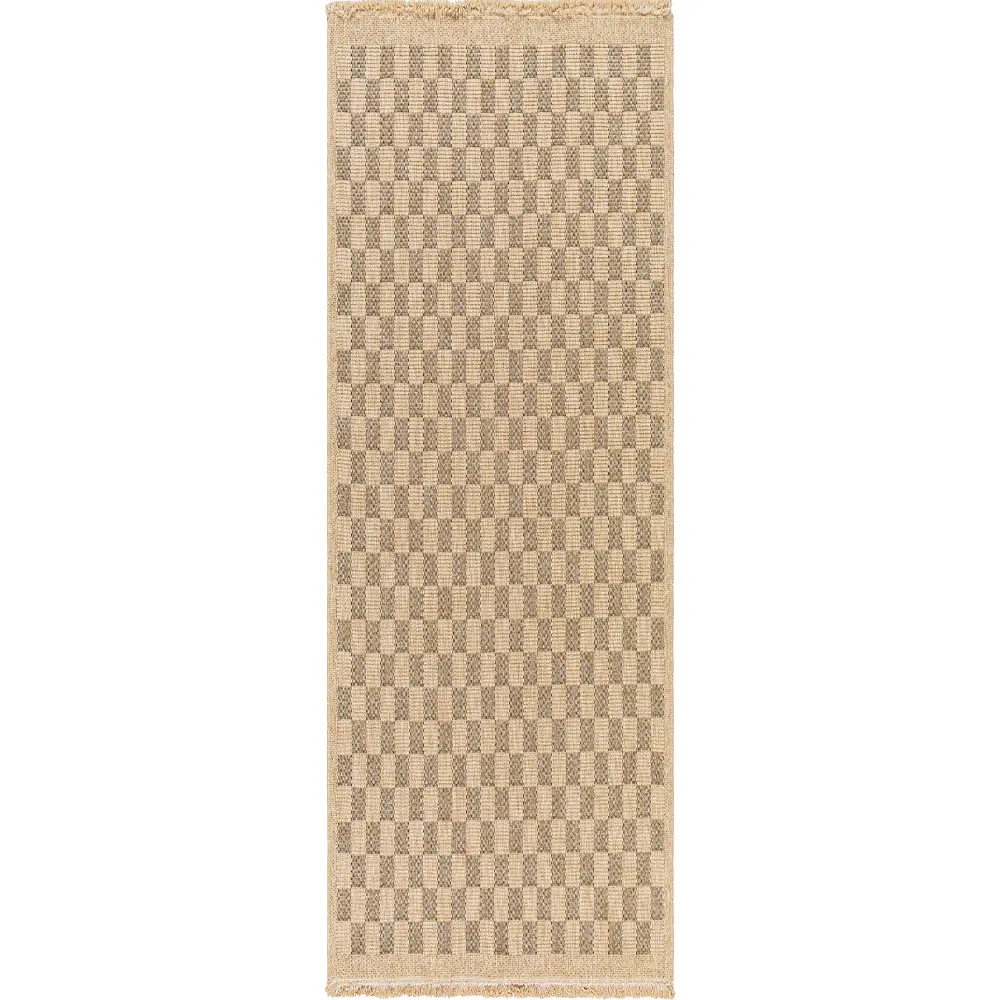 Tori In- & Outdoor Cottage Jute-Look Light Brown/Black Checkered Rug - Image 6