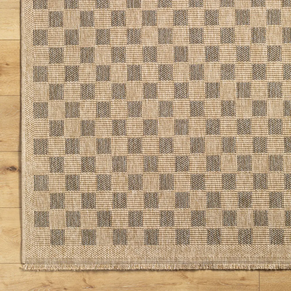 Tori In- & Outdoor Cottage Jute-Look Light Brown/Black Checkered Rug - Image 9