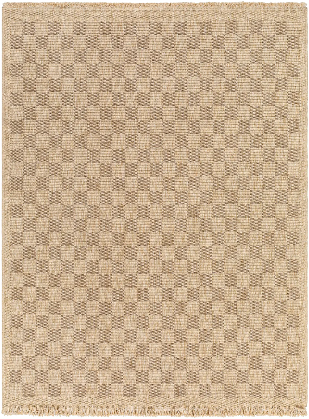 Tori In- & Outdoor Cottage Jute-Look Light Brown Checkered Rug - Image 10
