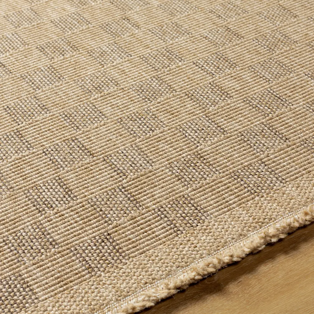 Tori In- & Outdoor Cottage Jute-Look Light Brown Checkered Rug - Image 8