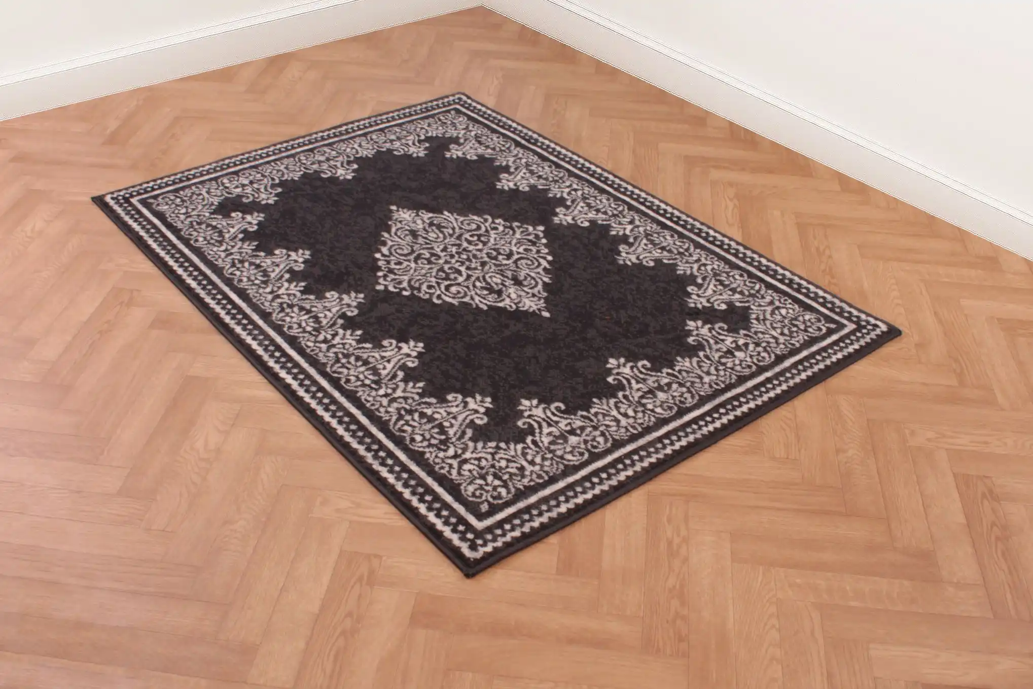 Traditional Poly Douglas Dark Grey Rug - Image 4