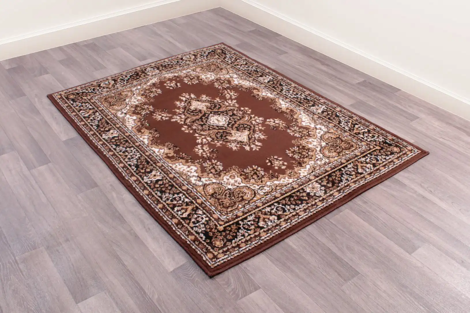 Traditional Poly Lancashire Chocolate Rug - Image 2