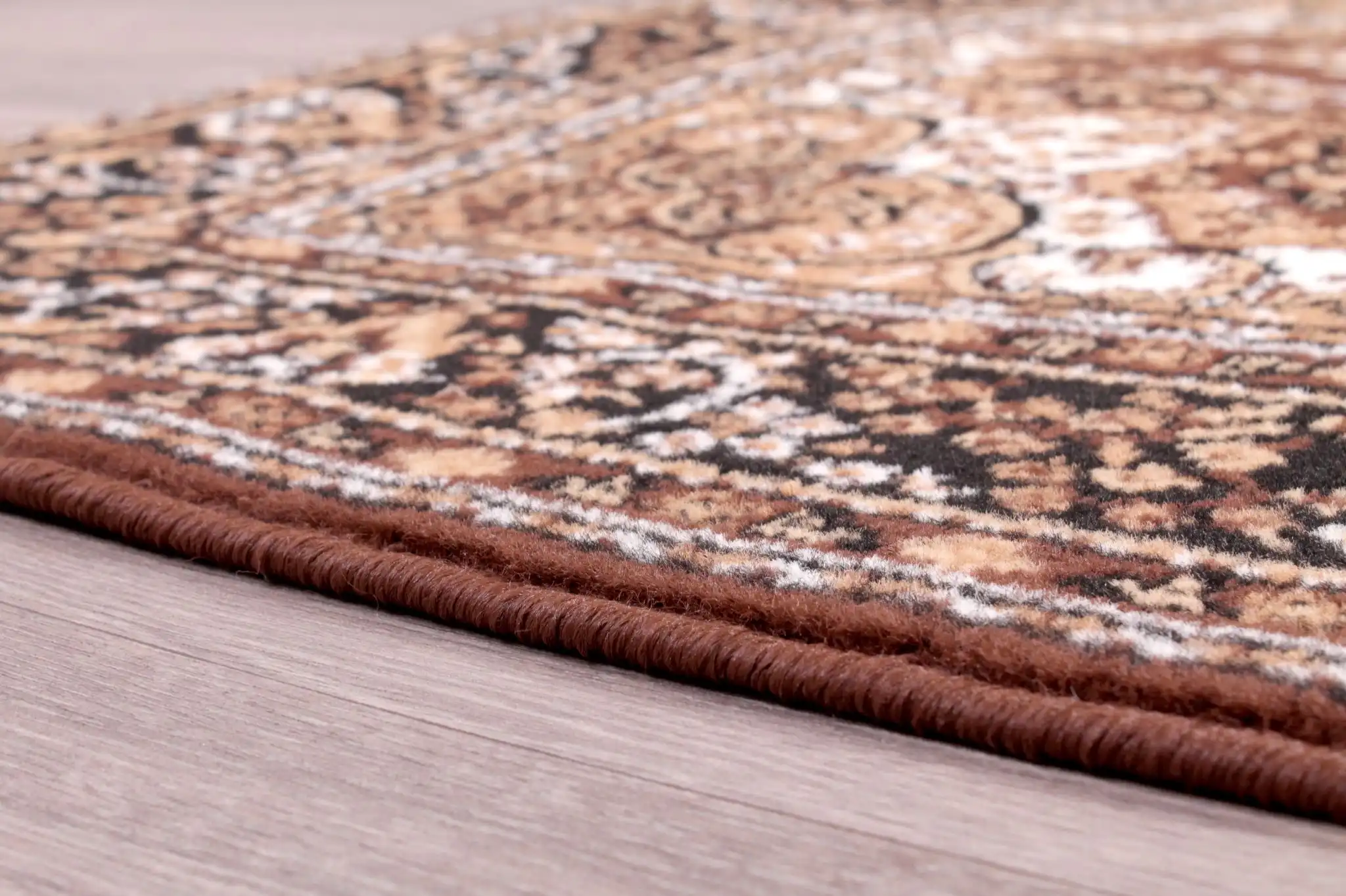 Traditional Poly Lancashire Chocolate Rug - Image 5