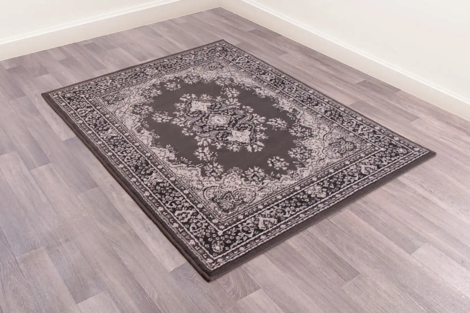Traditional Poly Lancashire Dark Grey Rug - Image 2