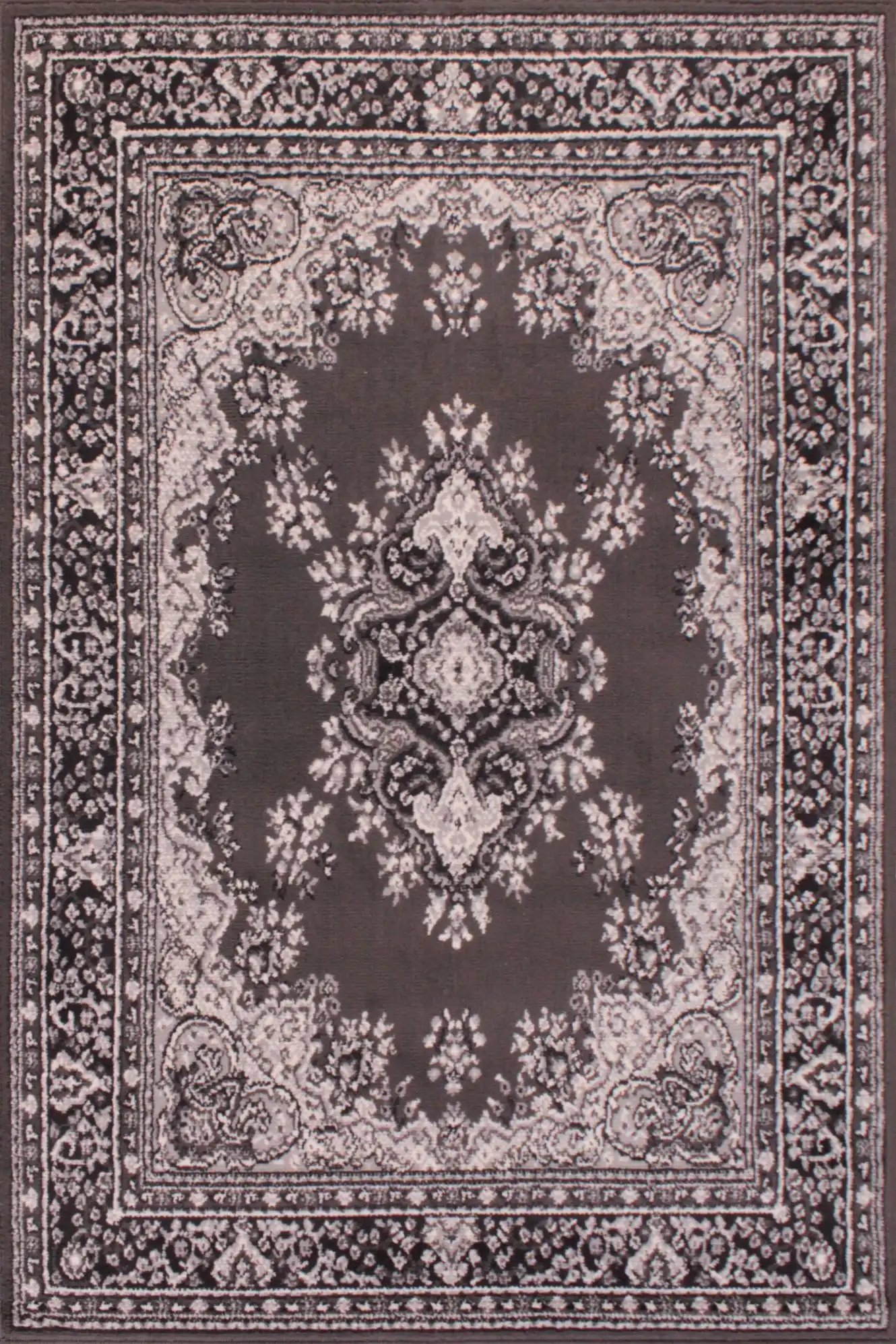 Traditional Poly Lancashire Dark Grey Rug - Image 3