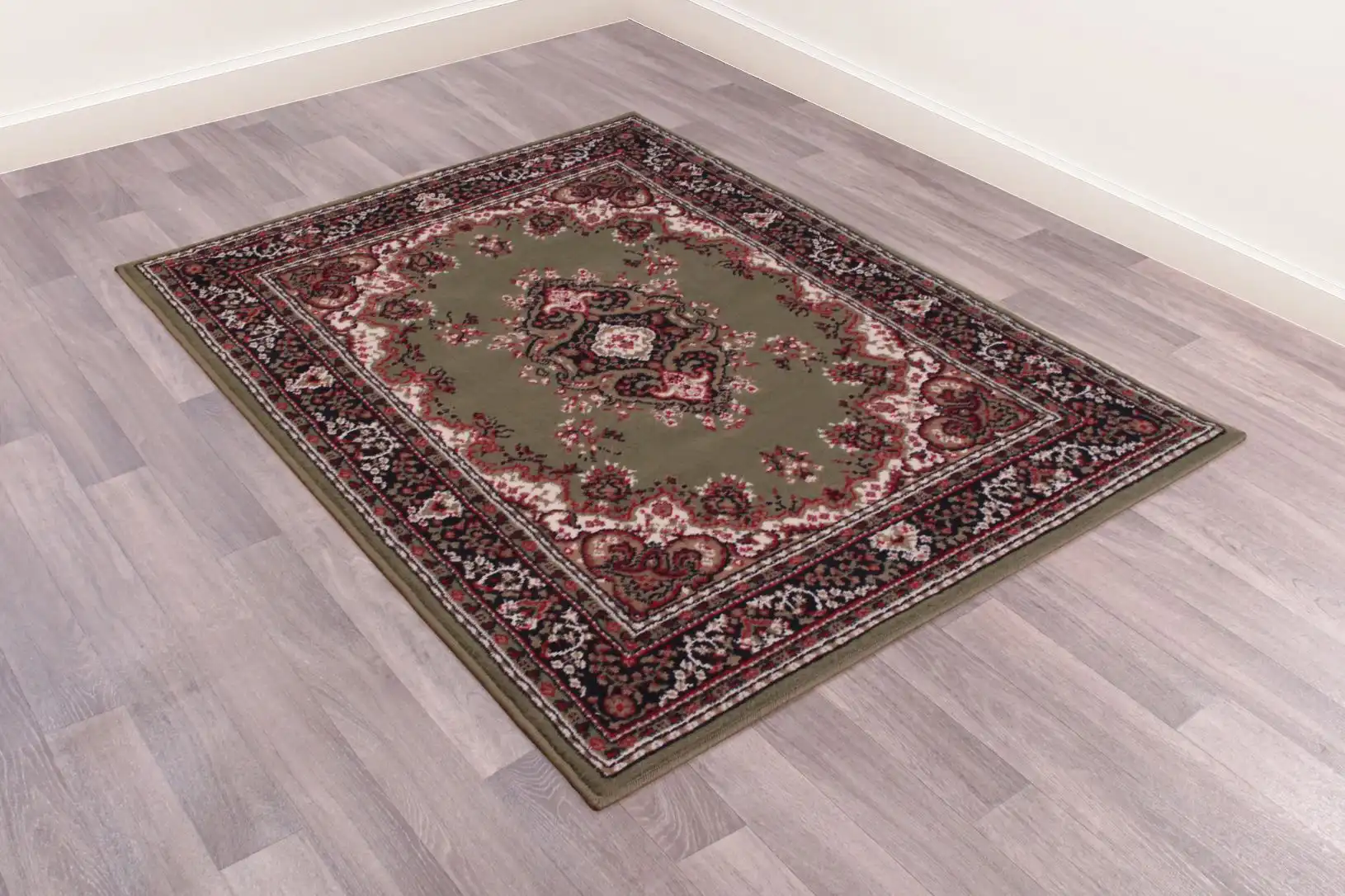 Traditional Poly Lancashire Green Rug - Image 2