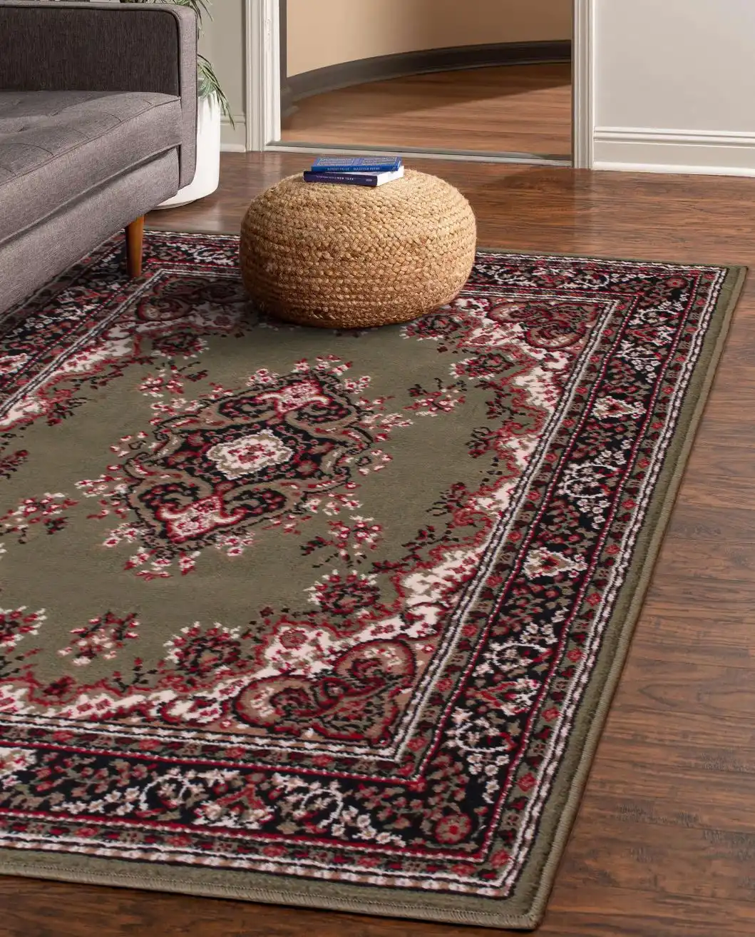 Traditional Poly Lancashire Green Rug - Image 5