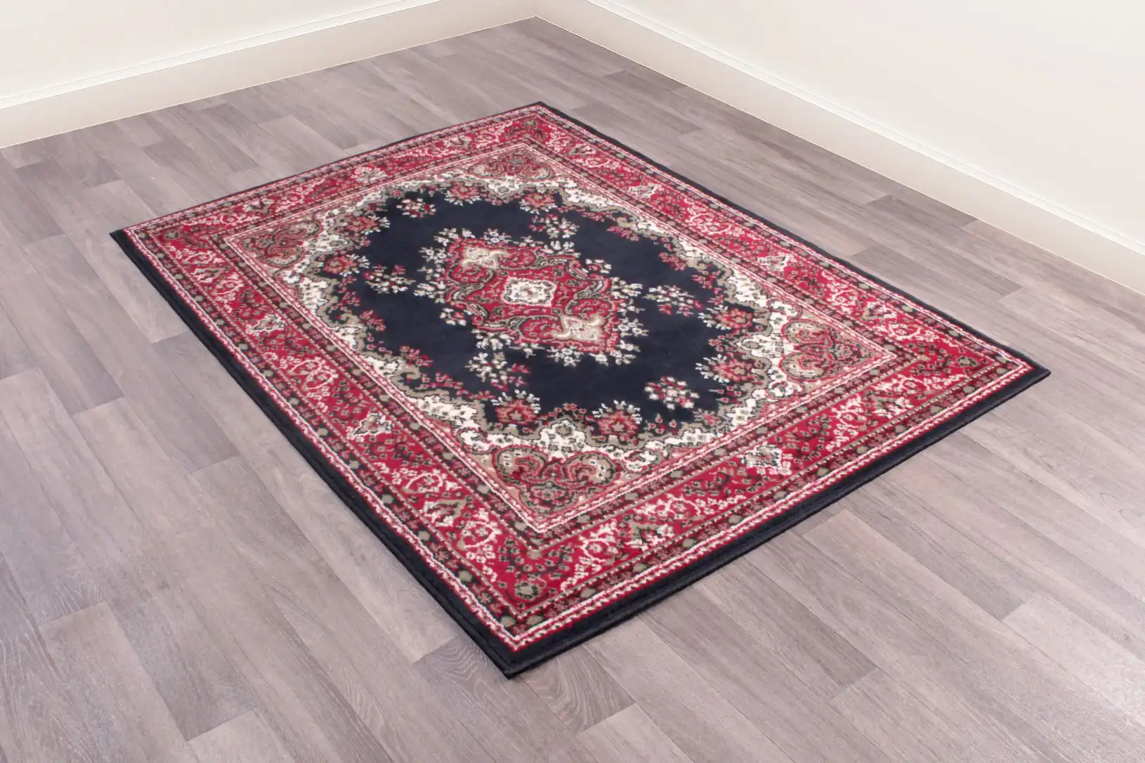 Traditional Poly Lancashire Navy Rug - Image 2