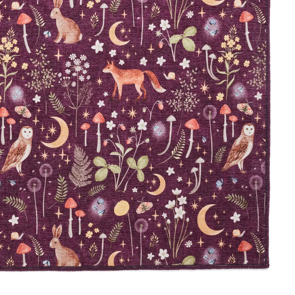Catherine Lansfield Twilight Animals Plum - Washable - Image 7