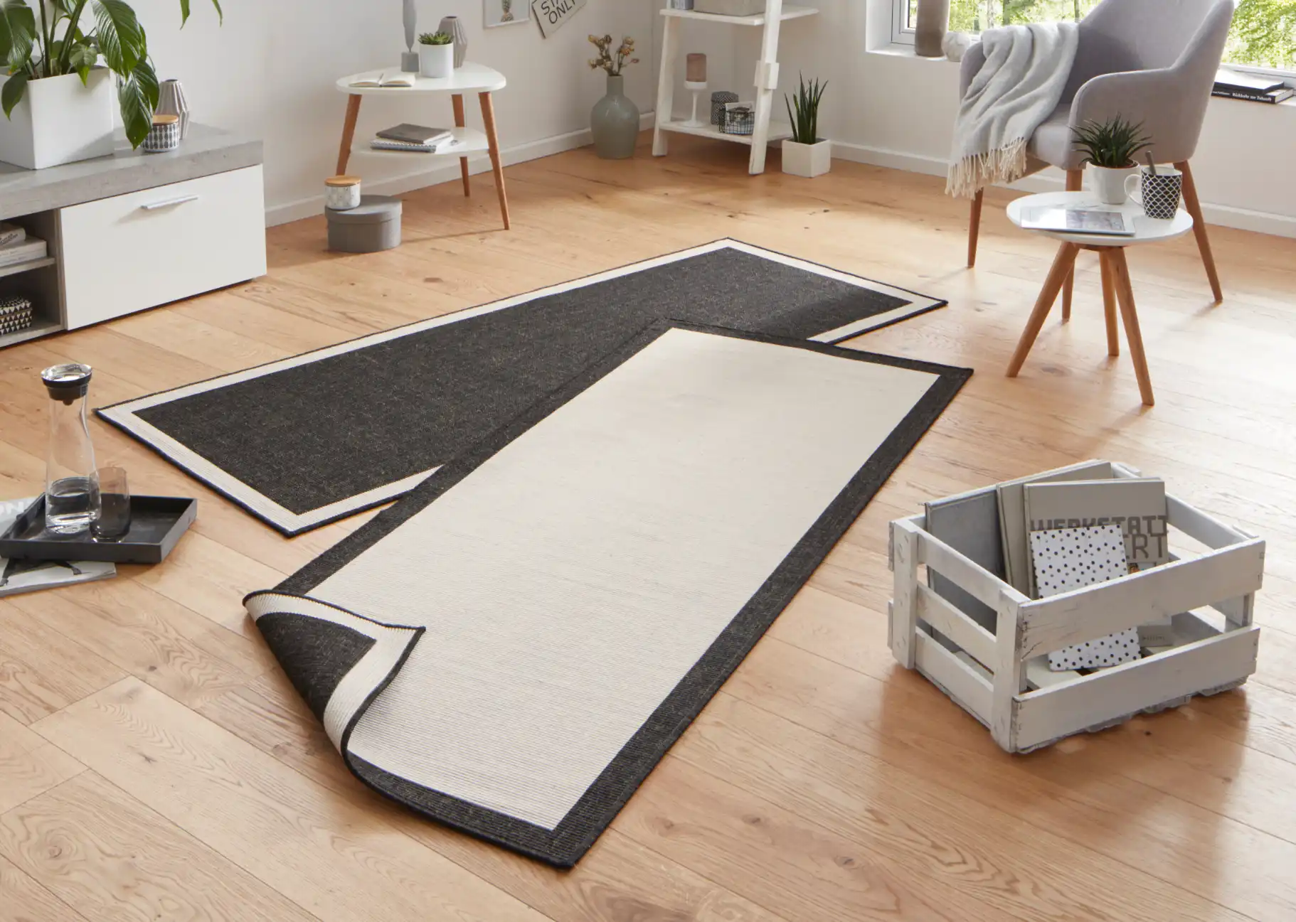 Twin 103105 Black Cream Rug - Image 4