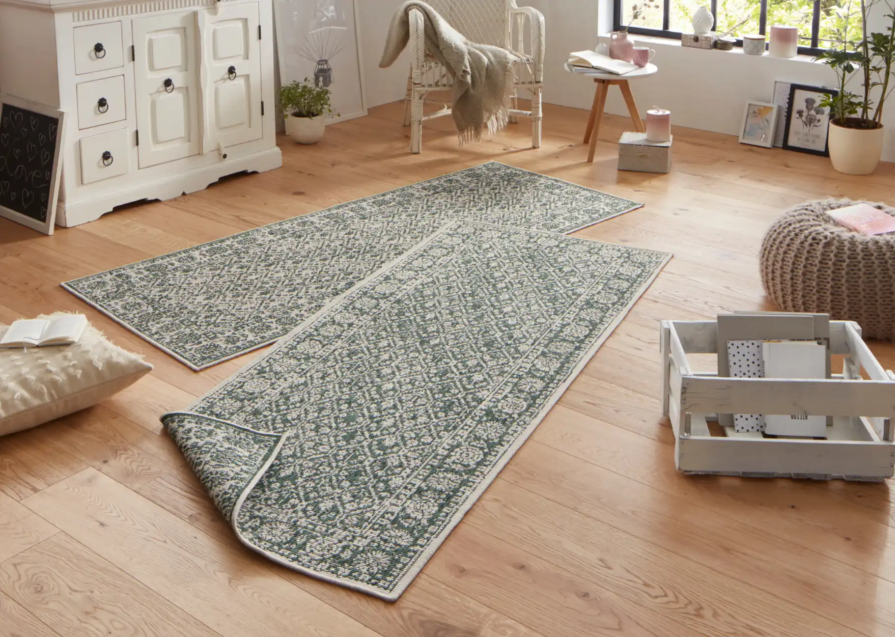 Twin 103115 Green Cream Rug - Image 3