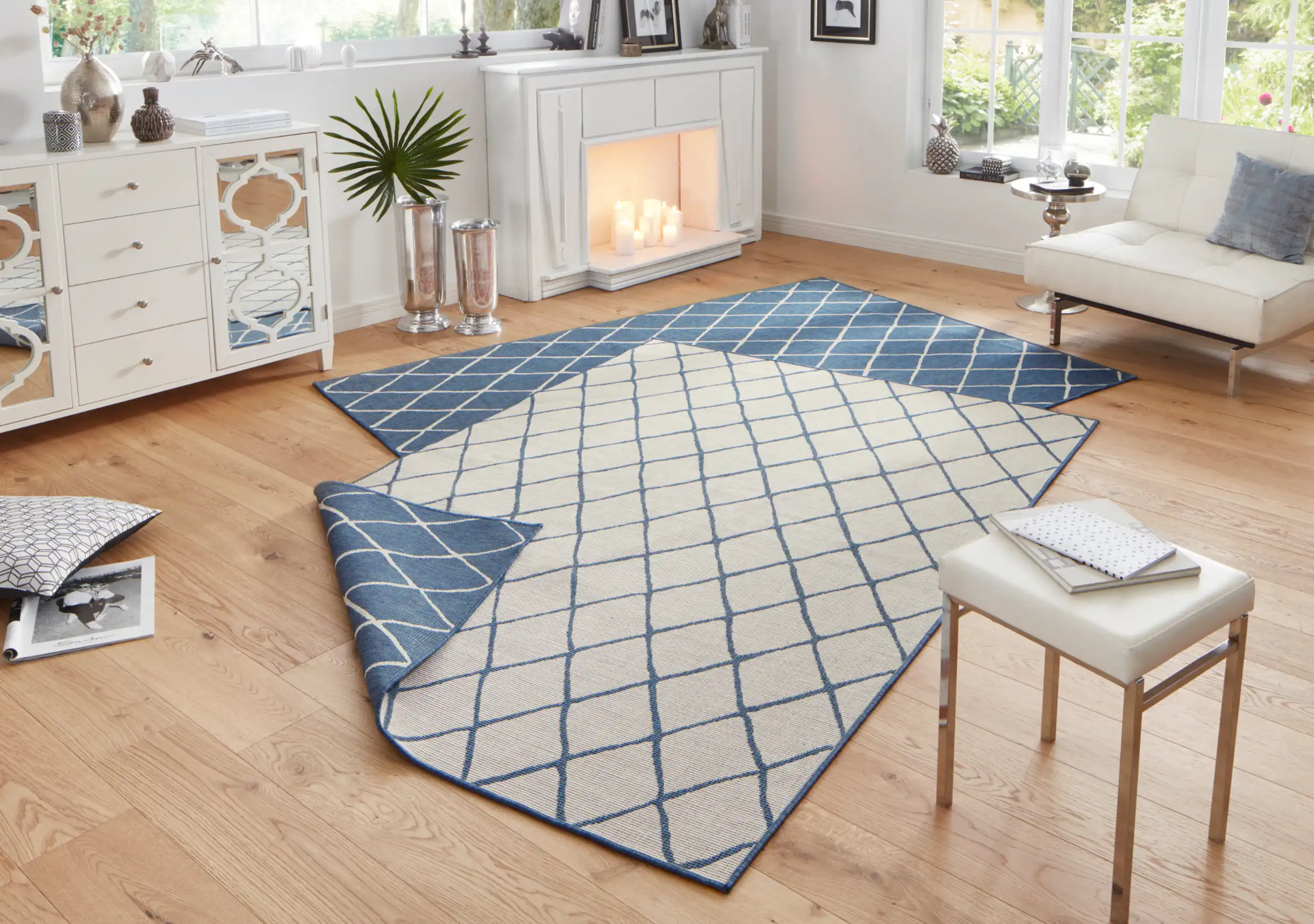 Twin 103119 Blue Cream Rug - Image 5