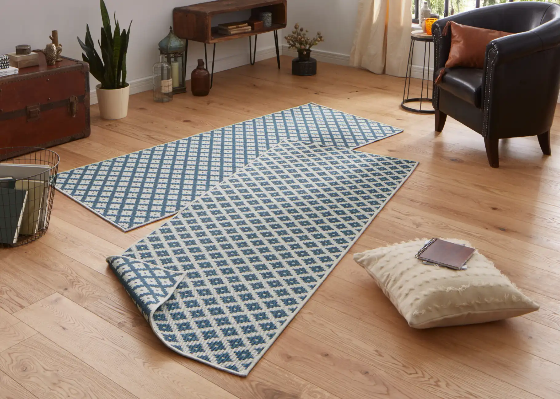 Twin 103128 Blue Cream Rug - Image 4