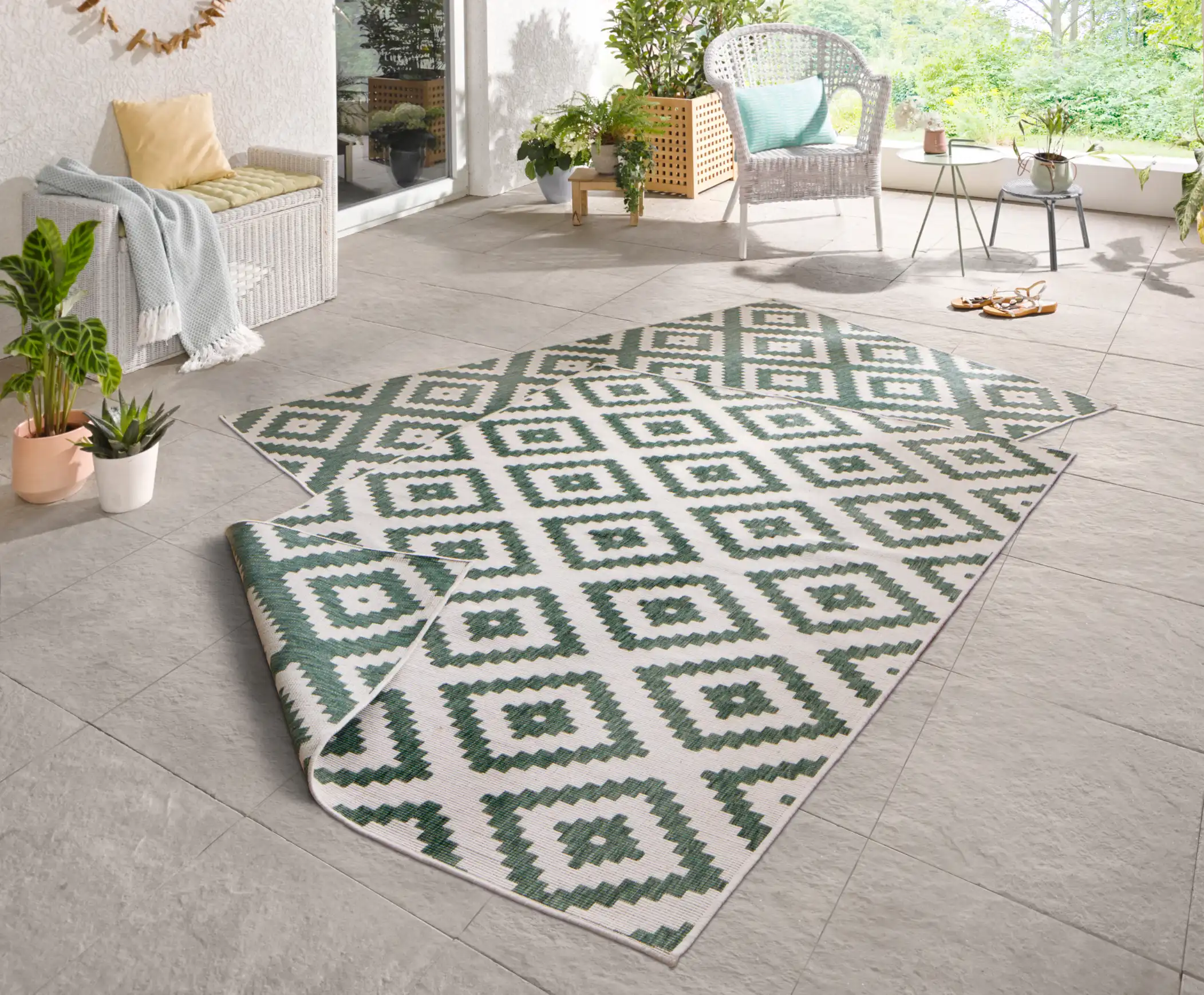 Twin 103131 Green Cream Rug