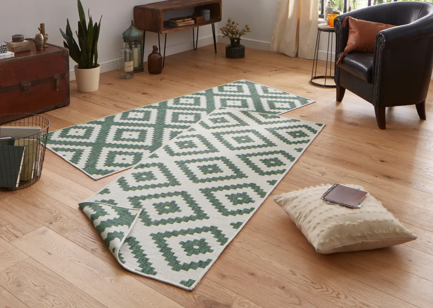 Twin 103131 Green Cream Rug - Image 4