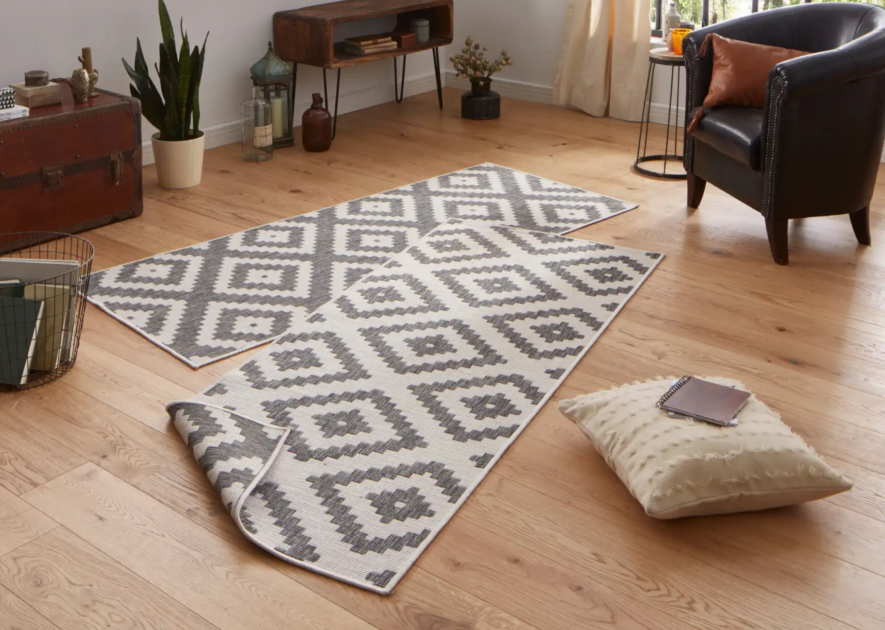 Twin 103132 Grey Cream Rug - Image 4