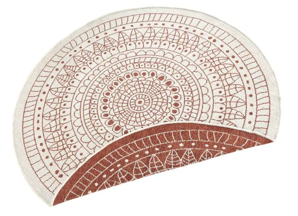 Twin Reversible Circles Indoor Outdoor 103102 Terra Cream Rug - Image 3