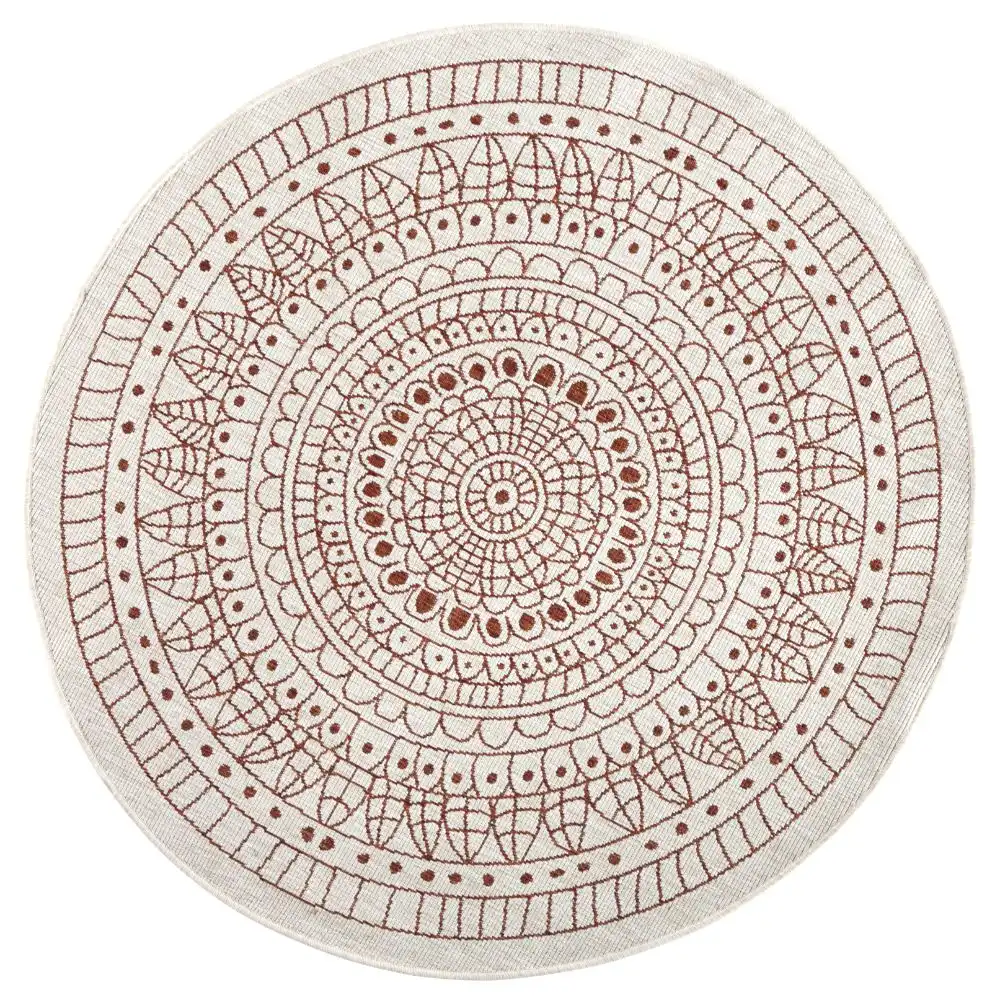Twin Reversible Circles Indoor Outdoor 103102 Terra Cream Rug - Image 4