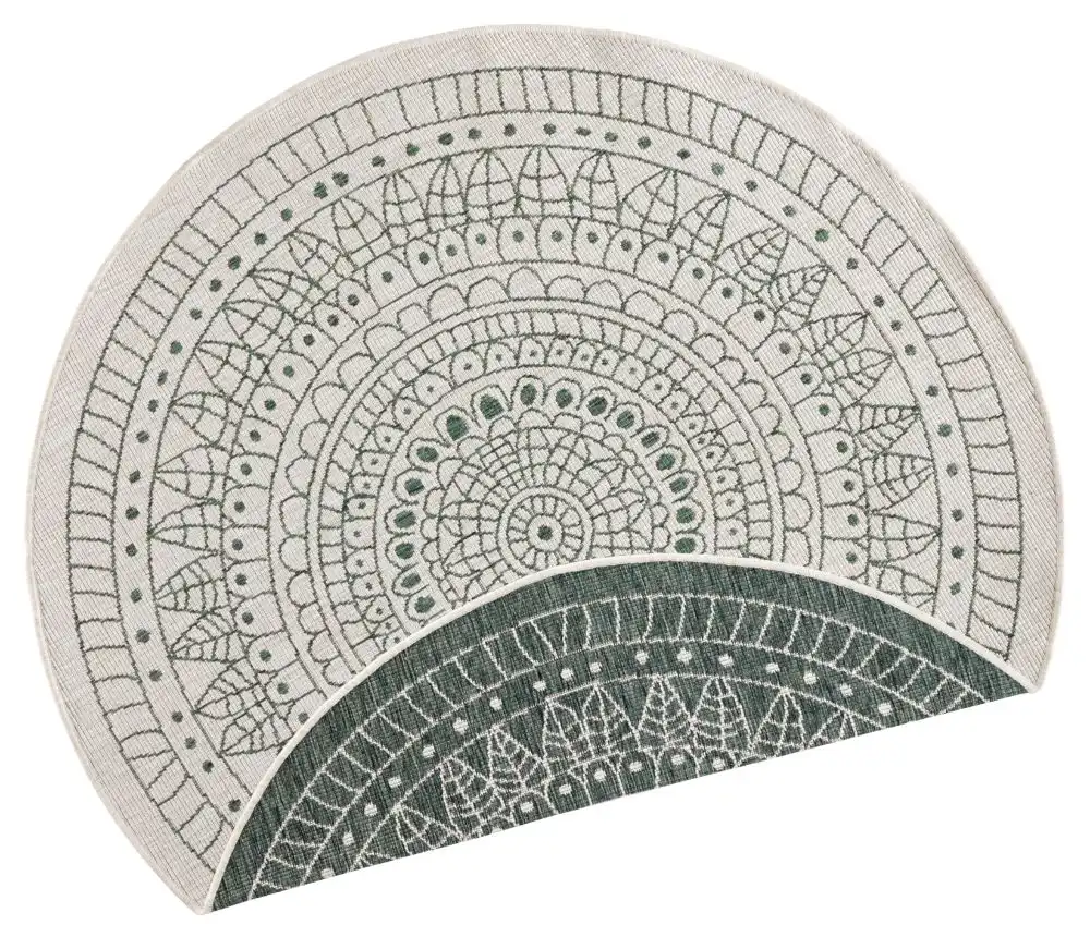 Twin Reversible Circles Indoor Outdoor 103103 Green Cream Rug - Image 4