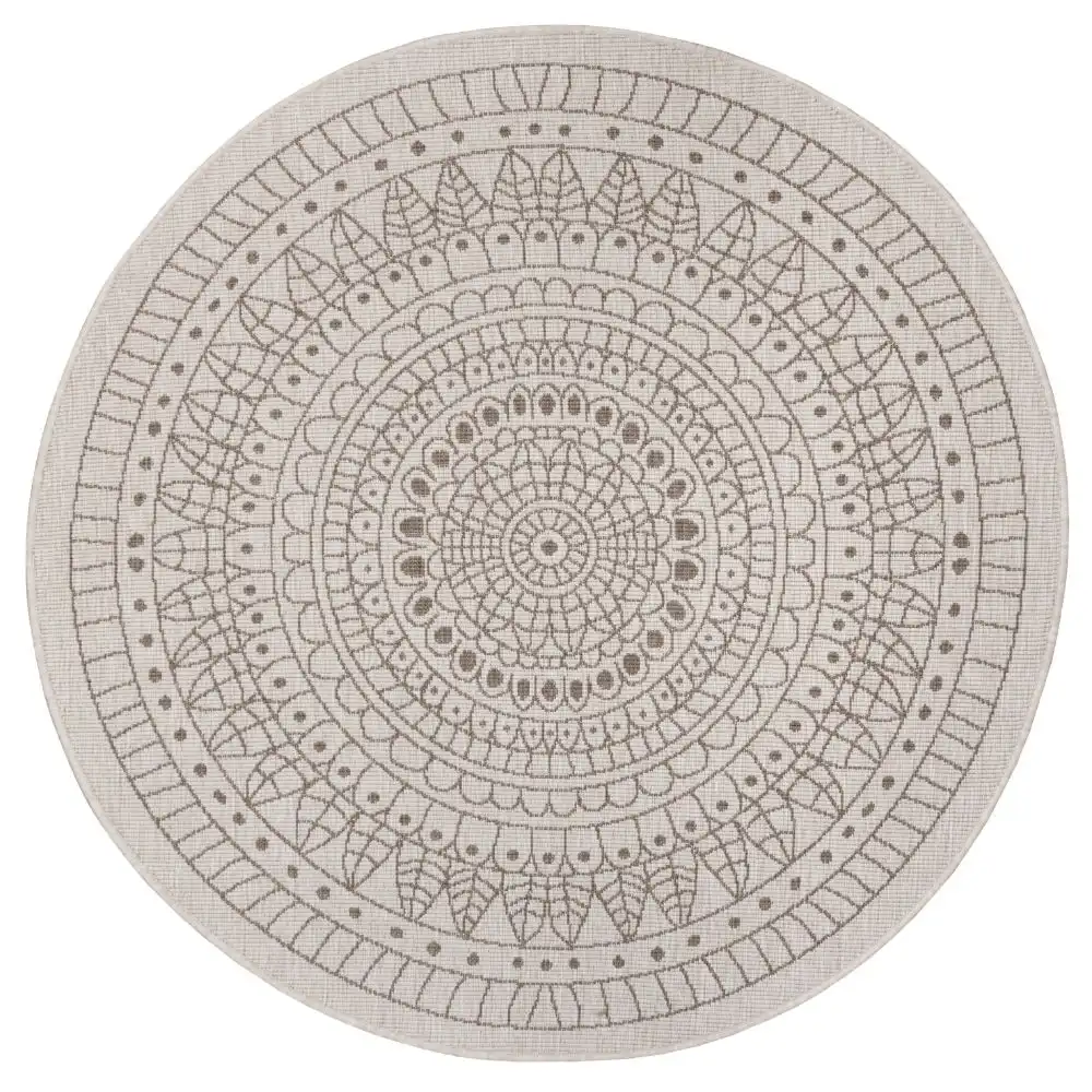 Twin Reversible Circles Indoor Outdoor 105475 Linen Rug - Image 2