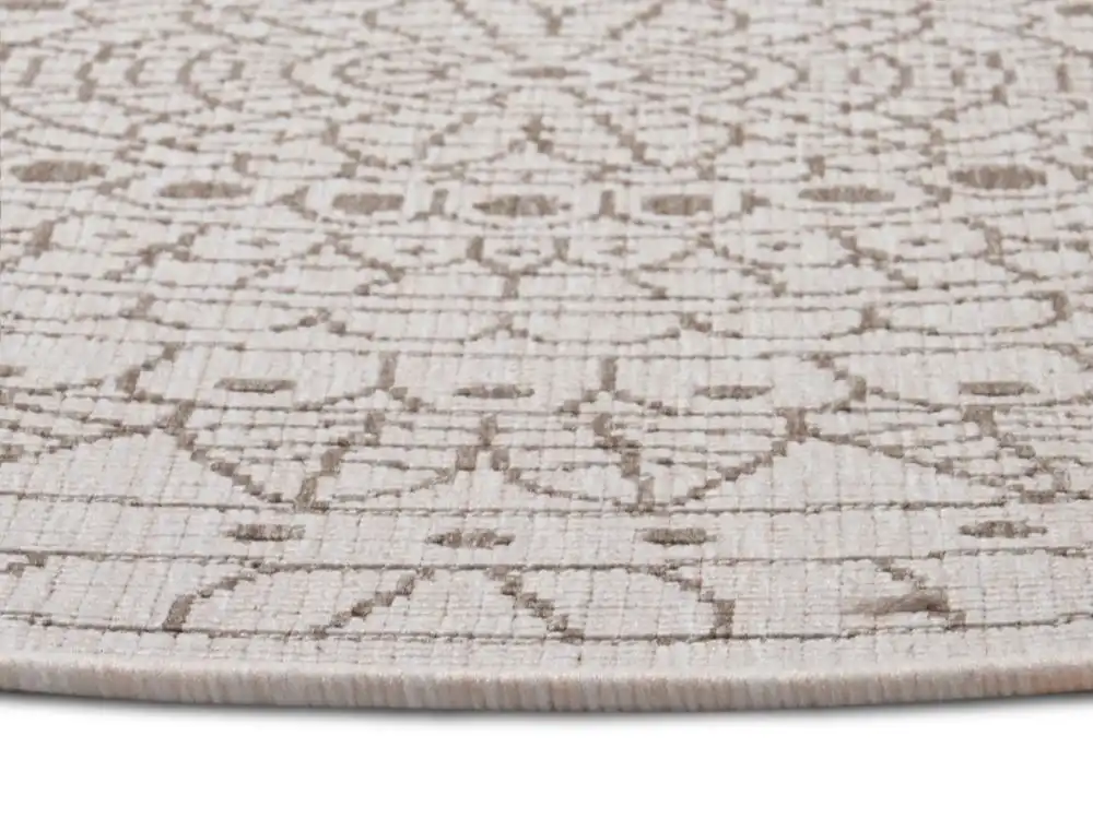 Twin Reversible Circles Indoor Outdoor 105475 Linen Rug - Image 3