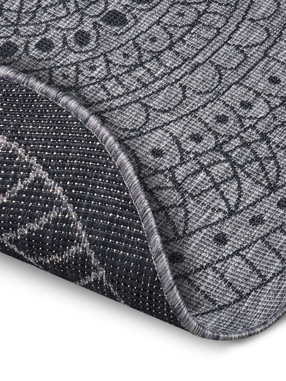 Twin Reversible Circles Indoor Outdoor 105476 Night Silver Rug - Image 2
