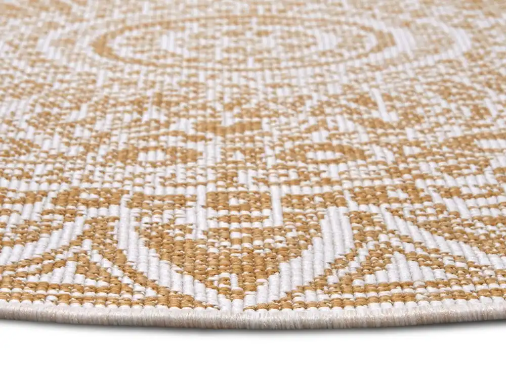 Twin Reversible Circles Indoor Outdoor 105792 Ochre Rug - Image 2