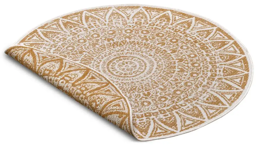 Twin Reversible Circles Indoor Outdoor 105792 Ochre Rug - Image 4