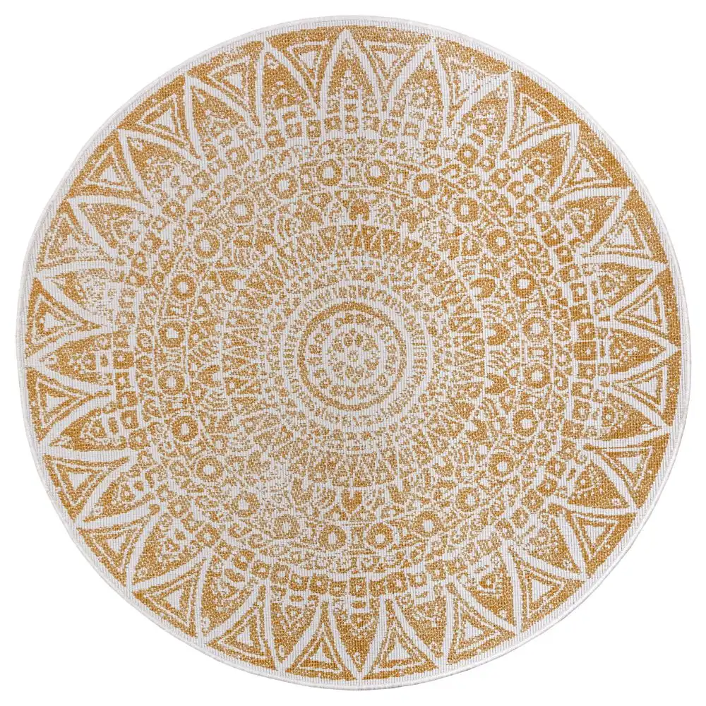 Twin Reversible Circles Indoor Outdoor 105792 Ochre Rug - Image 5