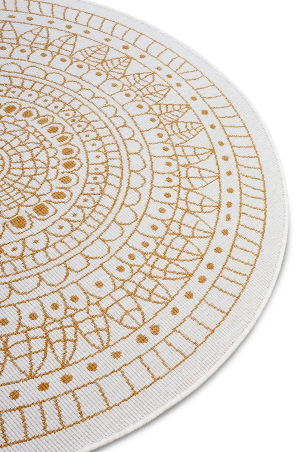 Twin Reversible Circles Indoor Outdoor 105797 Ochre Rug - Image 3
