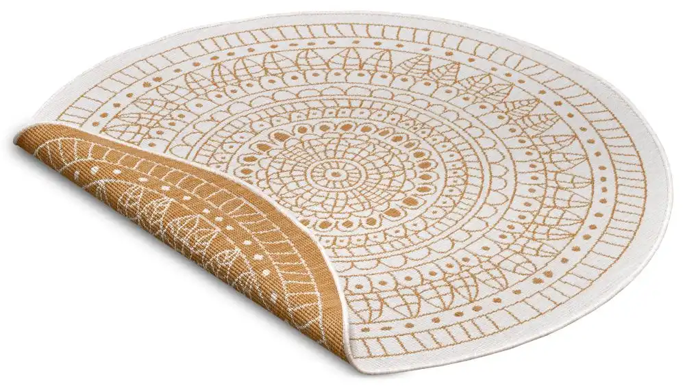 Twin Reversible Circles Indoor Outdoor 105797 Ochre Rug - Image 5