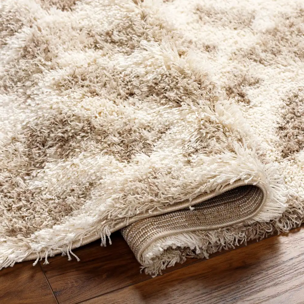 Paula Shaggy Modern Plush Pile Beige Rug - Image 3