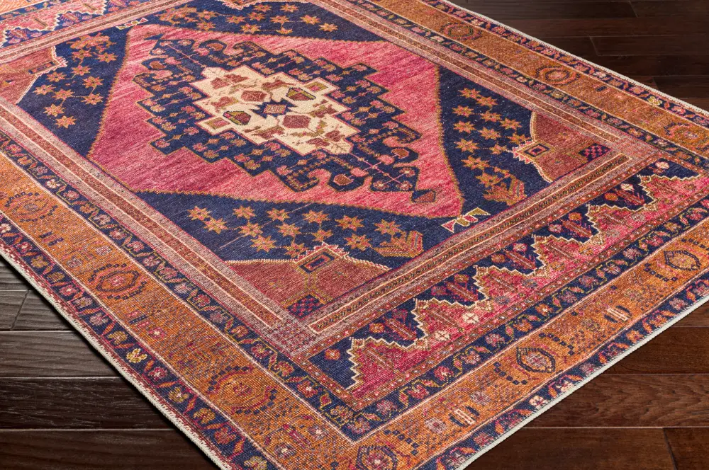 Valentina Machine Washable Traditionnal Boho Coral Rug - Image 2