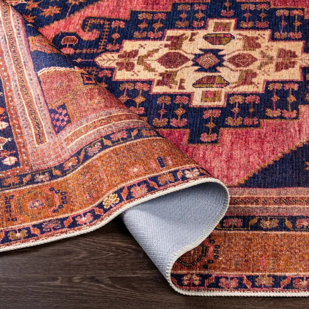 Valentina Machine Washable Traditionnal Boho Coral Rug - Image 7