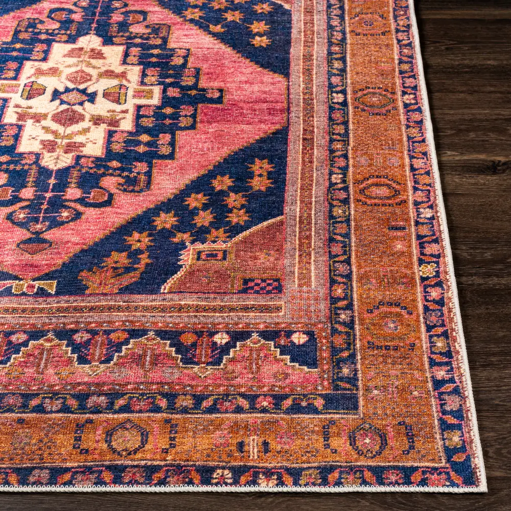 Valentina Machine Washable Traditionnal Boho Coral Rug - Image 8