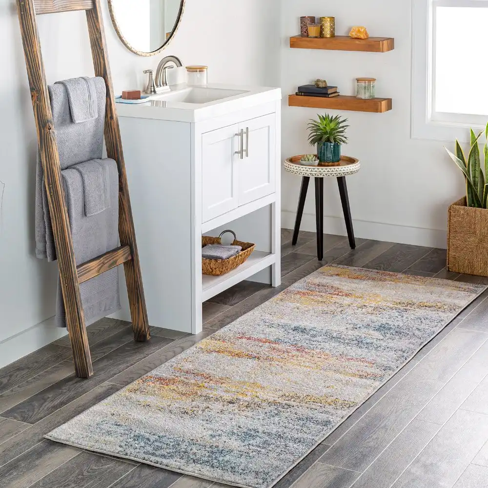 Valerie Abstract Modern Marble Light Grey Rug - Image 2