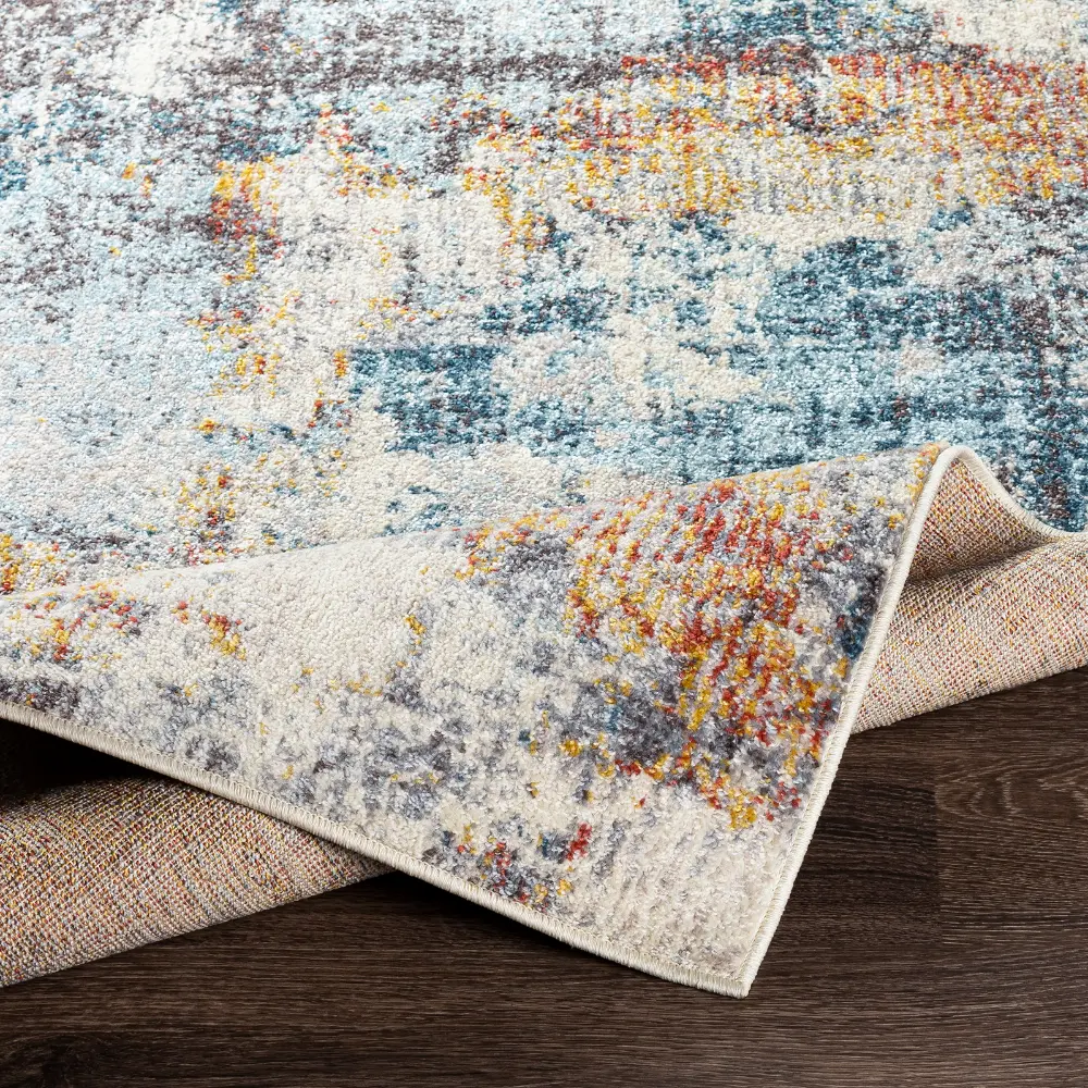 Valerie Abstract Modern Marble Dark Blue Rug - Image 6