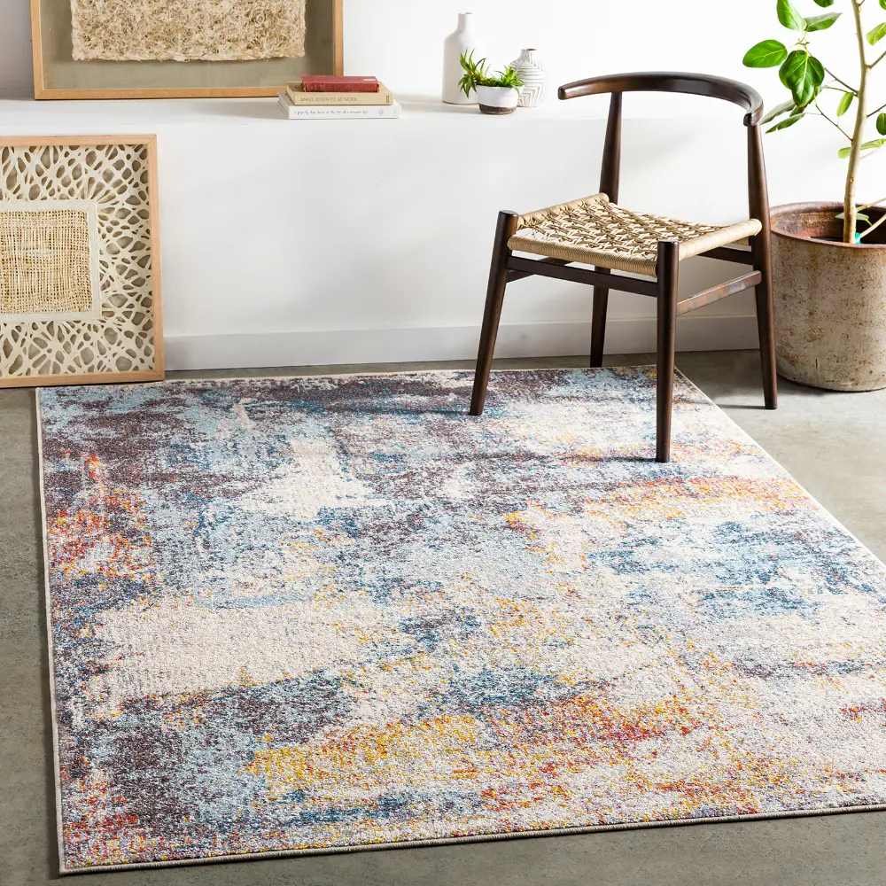 Valerie Abstract Modern Marble Dark Blue Rug - Image 8