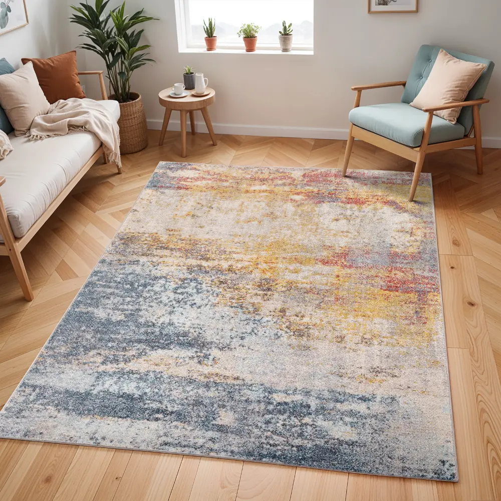Valerie Abstract Modern Marble Light Grey Rug